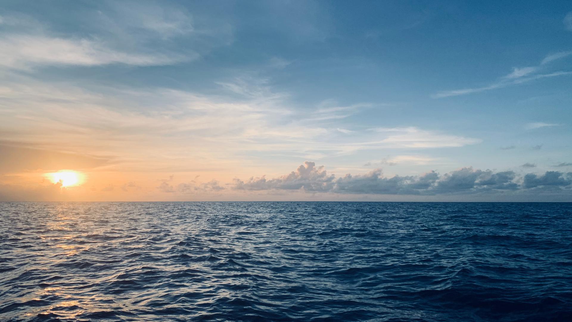 Ocean surface at sunset Ocean surface at sunset